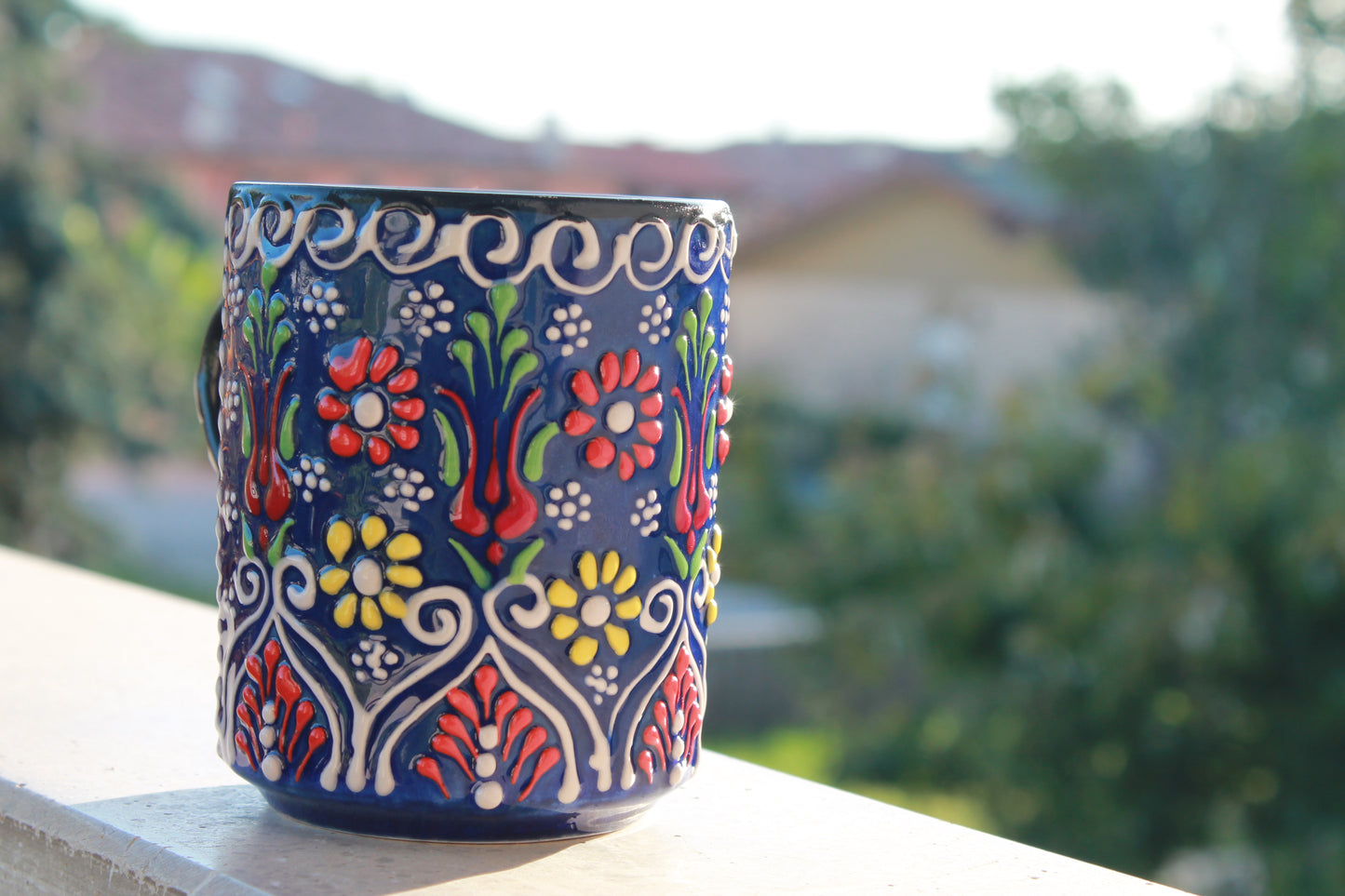 Blue, ceramic mug